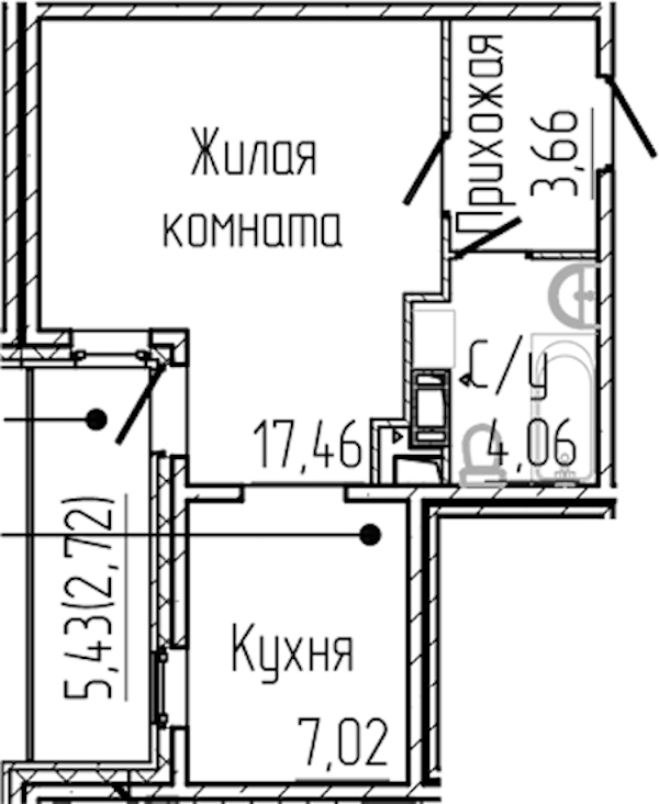 Квартира студия 34.92 м², 8/8 эт., ЖК «SERTOLOVO PARK»